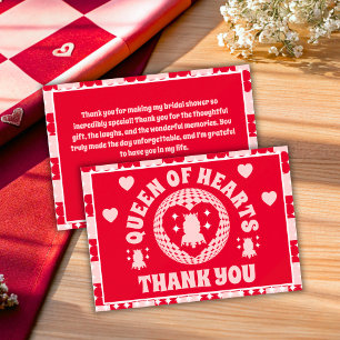 Retro Queen Of Hearts Bridal Shower Thank You Card