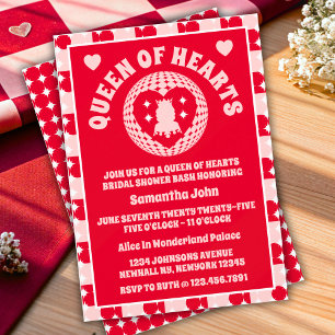 Retro Queen Of Hearts Invitation de la douche nupt