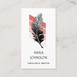 Retro Quill Pen Feather Minimalist Professional Business Card