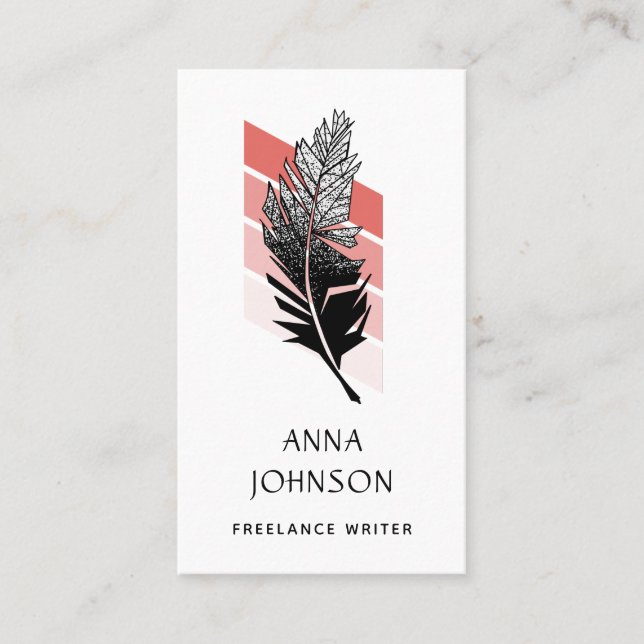 Retro Quill Pen Feather Minimalist Professional Business Card (Front)