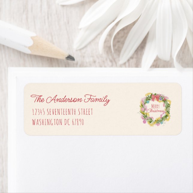 Retro Quirky Coloré Noël Bow Wreath (En situation)