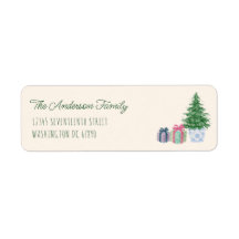 Retro Quirky Colourful Christmas Tree Presents