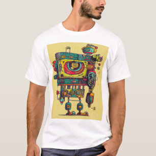 Retro Quirky Robot – Colourful Abstract Design T-S T-Shirt