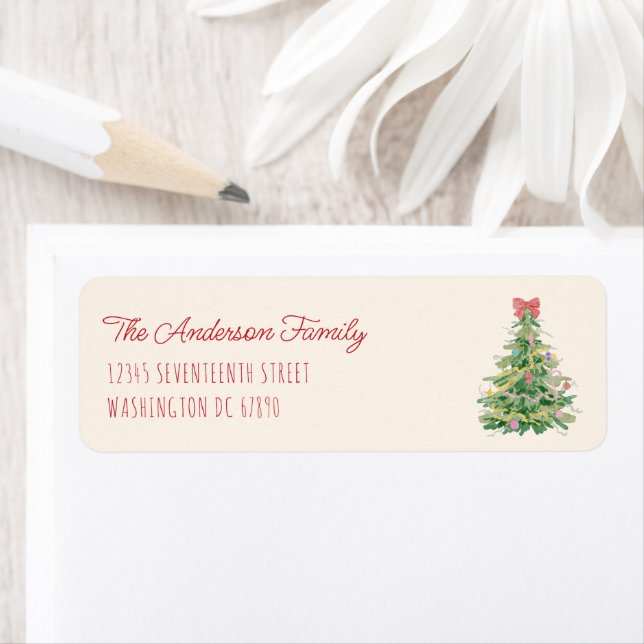 Retro Quirky Rouge Vert Noël Fun Bow Tree (En situation)