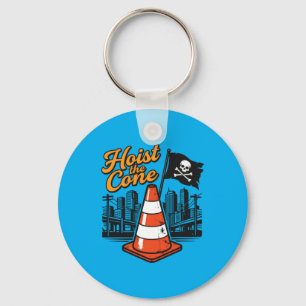 Retro Quote Hoist The Cone Funny Vintage Washed Keychain