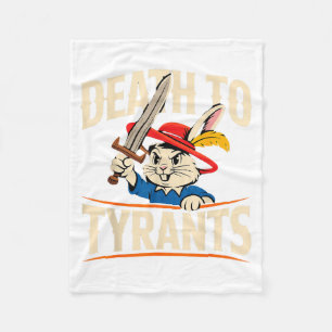 Retro Rabbit Meme Death To Tyrants Funny  Fleece Blanket