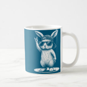 Retro rabbit rock music bunny men kids women coffee mug