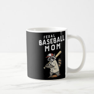 Retro Raccoon Feral Baseball Mom Trash Panda Sport Coffee Mug