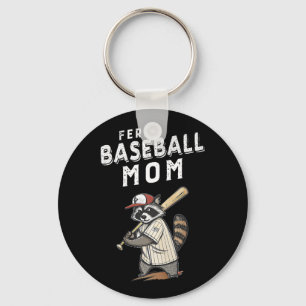 Retro Raccoon Feral Baseball Mom Trash Panda Sport Keychain