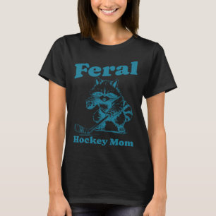 Retro Raccoon Feral Hockey Mom Hockey Player Mothe T-Shirt