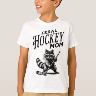 Retro Raccoon Feral Hockey Mom Hockey Player Trash T-Shirt