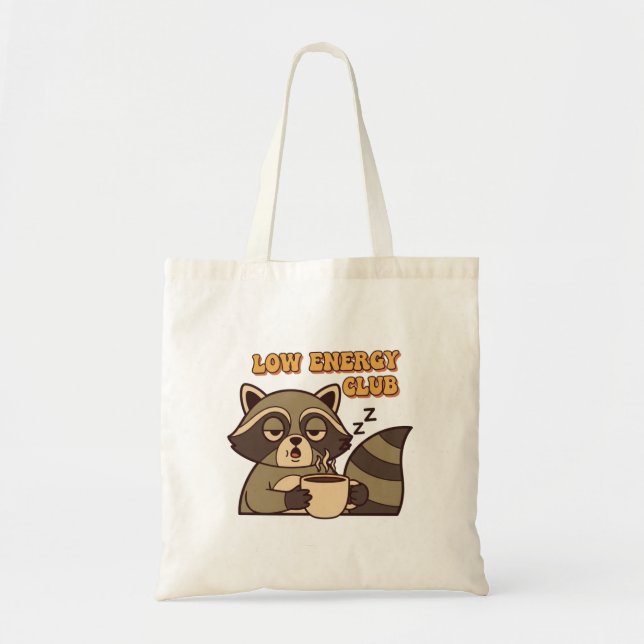 Retro Raccoon Low Battery Canvas Tote Bag (Front)
