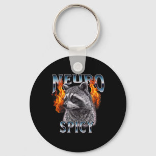 Retro Raccoon Neuro Spicy Neurotypical Neurodivers Keychain