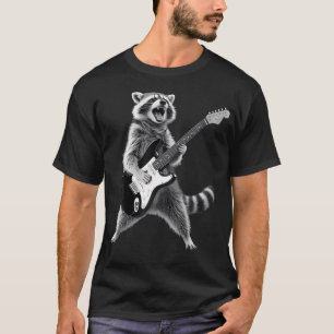 Retro Raccoon Playing Guitar Rock Music Funny Men T-Shirt