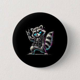 Retro Raccoon Rock Music Funny Gift For Men Women 2 Inch Round Button