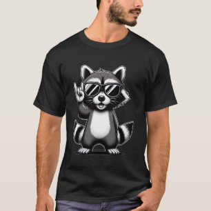 Retro Raccoon Rock Music Idea Men Kids Women Funny T-Shirt