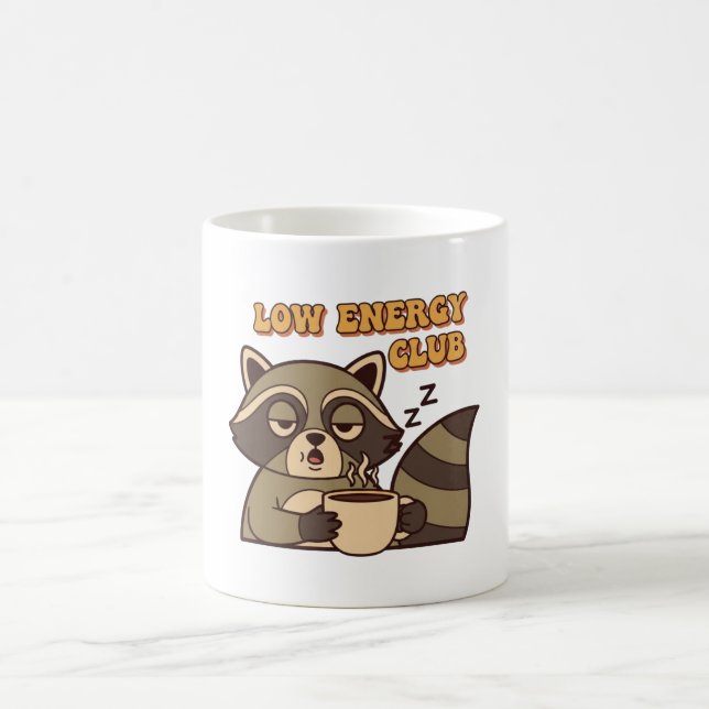 Retro Raccoon Tired Vibes White Mug (Center)