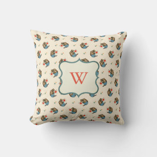 Retro Raccoon Valentine with a Love Letter Throw Pillow