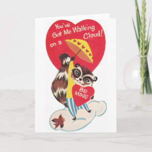 Retro Raccoon Valentine's Day Card