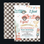 Retro Race Car Sibling Boys Birthday Invitation<br><div class="desc">Retro Race Car Sibling Boys Birthday Invitation</div>