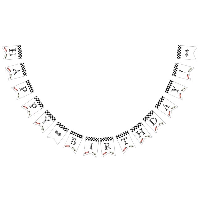 Retro Race Car Theme Birthday Bunting Flags (All)