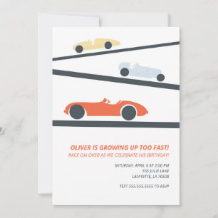 Retro Racecar Invitations de fête d'anniversaire