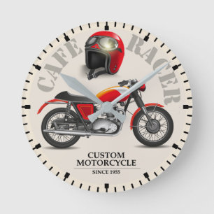 Retro Racer coffee Round Clock