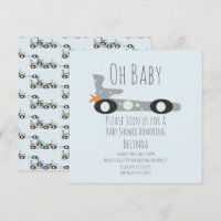 Retro Racing Cars Blue Baby Shower