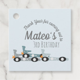 Retro Racing Cars Moon Stars Third Birthday Favour Tags