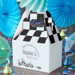 Retro Racing Cars Moon Stars Turning Three Party Favor Box