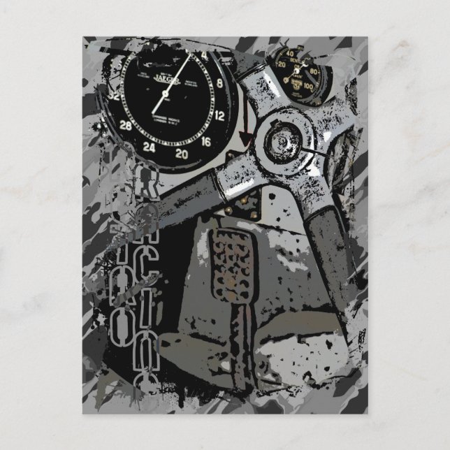 Retro Racing - grey splatter Postcard (Front)