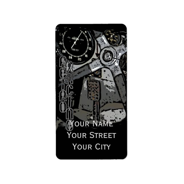 Retro Racing Oldtimer Details Graphic Design Label (Front)