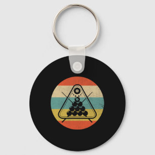 Retro Rack Pool Billiard Player Billiards Cue Spor Keychain