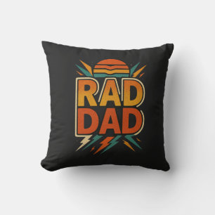 Retro Rad Dad – Vintage Sunset Lightning Bolt Desi Throw Pillow