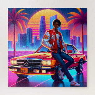 Retro Radiance: Neon Nostalgia Jigsaw Puzzle