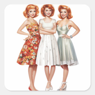 Retro Radiance Square Sticker