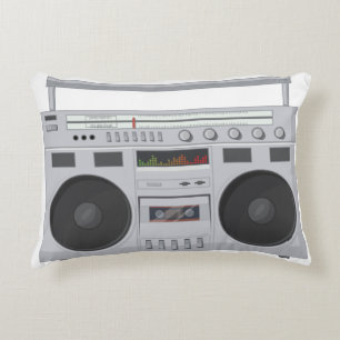 Retro radio and cassette music set accent pillow