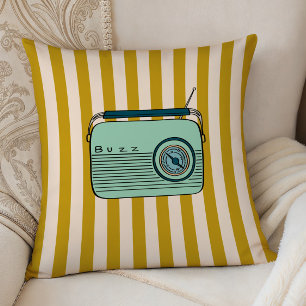 Retro Radio and Gold Stripes, Accent Pillow,  Throw Pillow