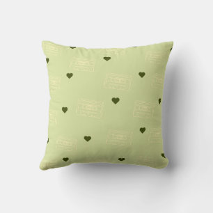 Retro Radio and Heart Pattern in Lime Green Throw Pillow