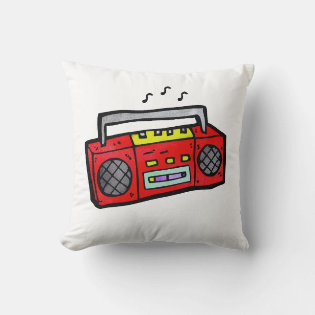 Retro Radio Boombox Throw Pillow (Front)