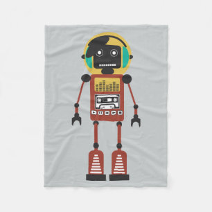 Retro Radio Robot Fleece Blanket