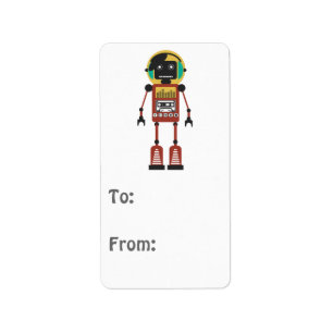 Retro Radio Robot Label