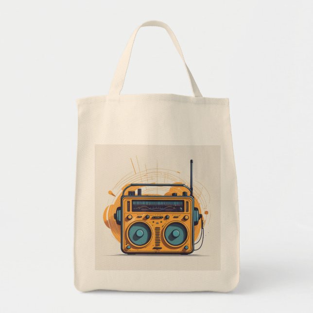 Retro radio tote bag (Front)