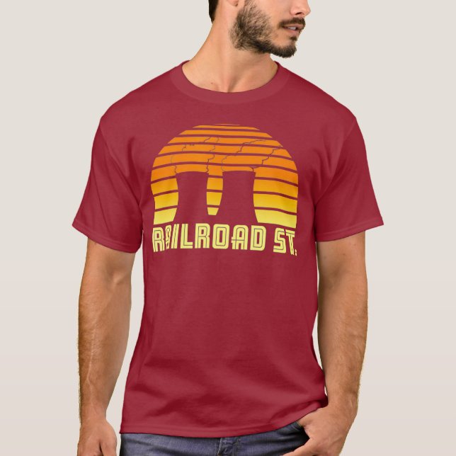 Retro Railroad St sunset T-Shirt (Front)