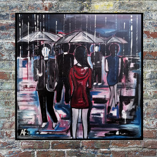 Retro Rain Painting by Alfred Fox Canvas Print