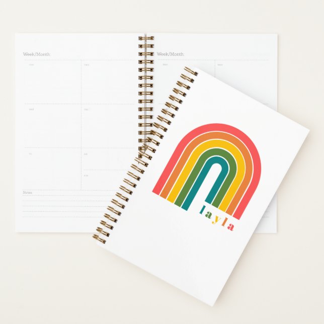 Retro Rainbow 5 Lettre Nom personnalisé (Devant avec enveloppe)