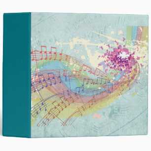 Retro Rainbow and Music Notes on a Shabby Texture Binder