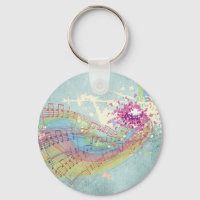 Retro Rainbow and Music Notes on a Shabby Texture