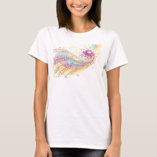 Retro Rainbow and Music Notes T-Shirt