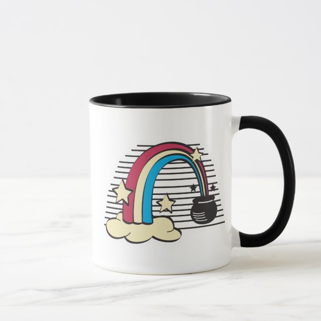 retro rainbow and pot o gold, retro rainbow and... mug (Right)